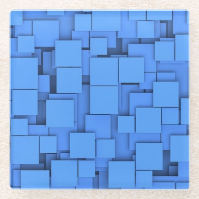 Blau Quadrate Glas trinken Untersetzer. Glasuntersetzer (Vorderseite)