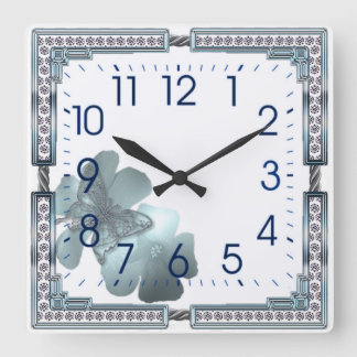 Blau Quadratische Wanduhr