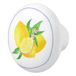 Blau-Rahmen und Limonenwasserfarbe Keramikknauf