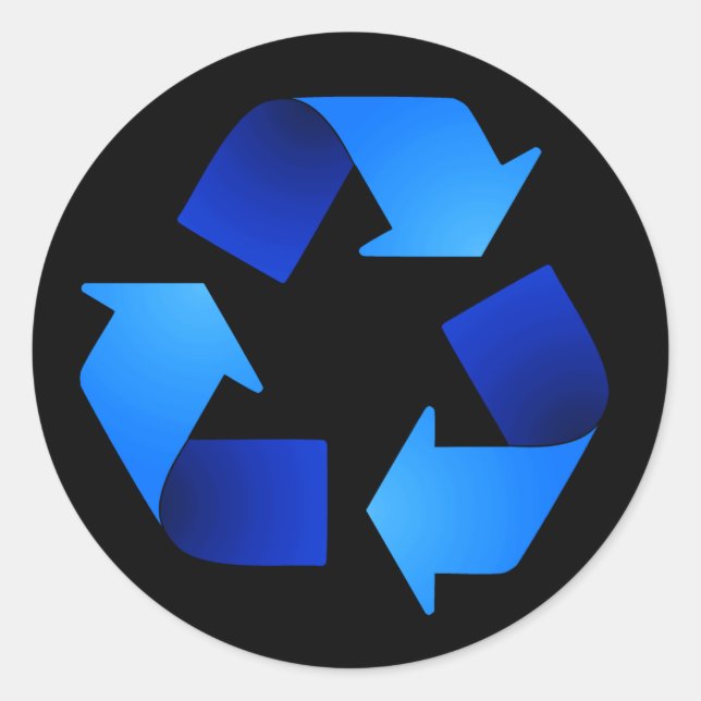 Blau Recycelnd Symbolaufkleber Runder Aufkleber (Vorderseite)