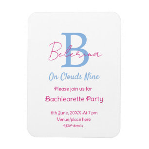 blau rosa auf Wolken neun Monogramm Junggesellinne Magnet