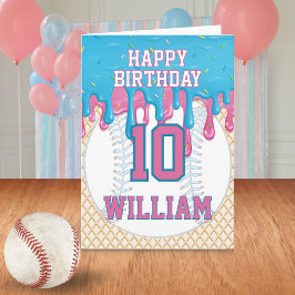 Blau Rosa Baseball-Drip-Birthday für jedes Alter Karte