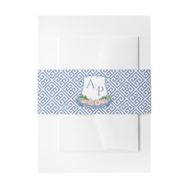 Blau-rosa-blaue Floral-Monogramm-Hochzeitsstift Einladungsbanderole