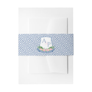 Blau-rosa-blaue Floral-Monogramm-Hochzeitsstift Einladungsbanderole