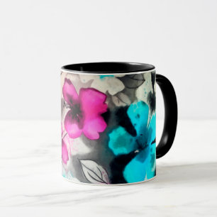 Blau-Rosa-Blume Tasse