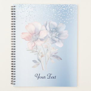Blau Rosa Blumen Hochzeitsplaner Planer