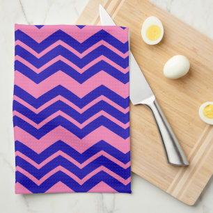Blau Rosa Chevron-Zickzack-Design Geschirrtuch