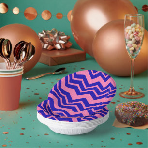 Blau Rosa Chevron-Zickzack-Design Pappteller