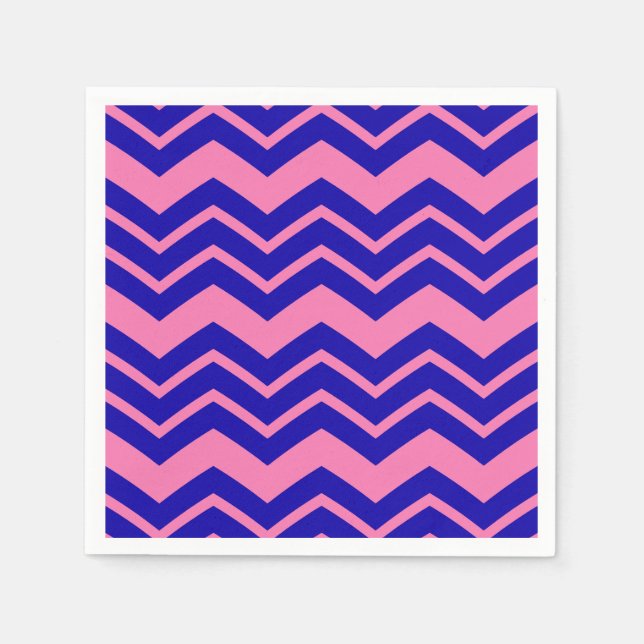 Blau Rosa Chevron-Zickzack-Design  Serviette (Vorderseite)