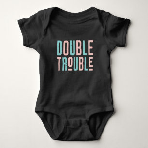Blau/Rosa Doppelte Probleme T-Shirt Baby Strampler