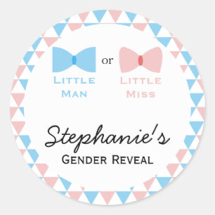 Blau, rosa Dreiecke Geschlechtsunterschied und Kra Runder Aufkleber
