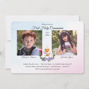 Blau-Rosa-Foto Religiös Einladung