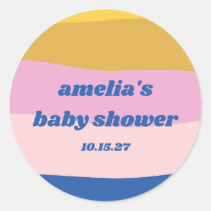 Blau rosa Gelb Niedliche Kinderdusche Runder Aufkleber