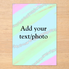 Blau-rosa-grüner Glitzer funkelnde Pastellfarben N Acryleinladungen