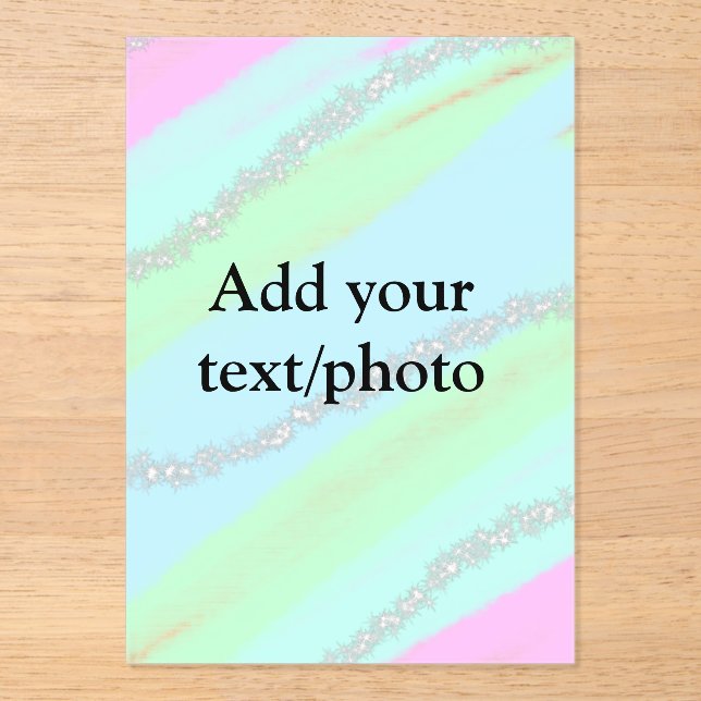 Blau-rosa-grüner Glitzer funkelnde Pastellfarben N Acryleinladungen (Vorderseite)