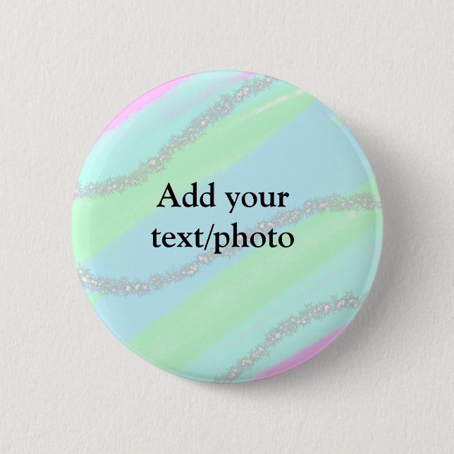 Blau-rosa-grüner Glitzer funkelnde Pastellfarben N Button (Vorderseite)