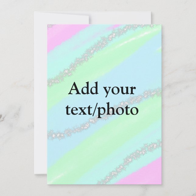 Blau-rosa-grüner Glitzer funkelnde Pastellfarben N Einladung (Vorderseite)