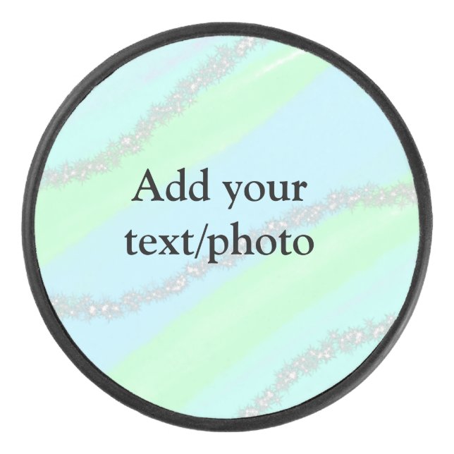 Blau-rosa-grüner Glitzer funkelnde Pastellfarben N Eishockey Puck (Vorderseite)