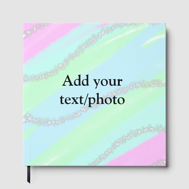 Blau-rosa-grüner Glitzer funkelnde Pastellfarben N Gästebuch (Vorderseite)