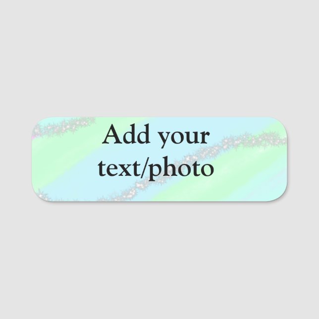 Blau-rosa-grüner Glitzer funkelnde Pastellfarben N Namensschild (Vorderseite)