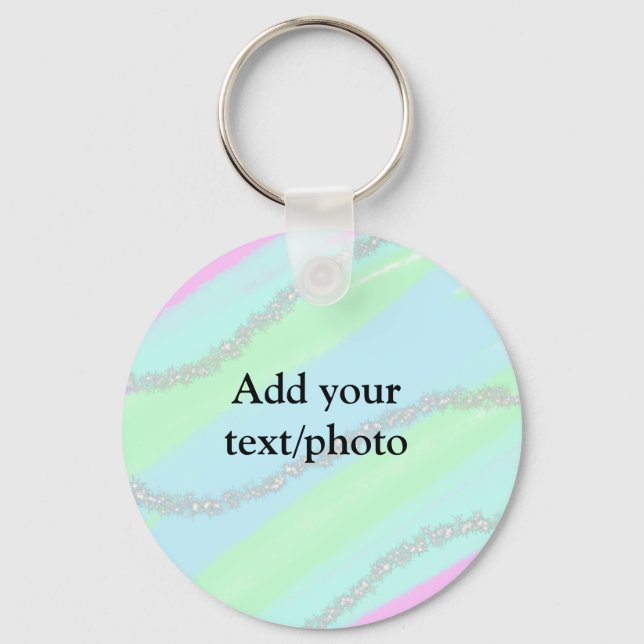 Blau-rosa-grüner Glitzer funkelnde Pastellfarben N Schlüsselanhänger (Vorderseite)
