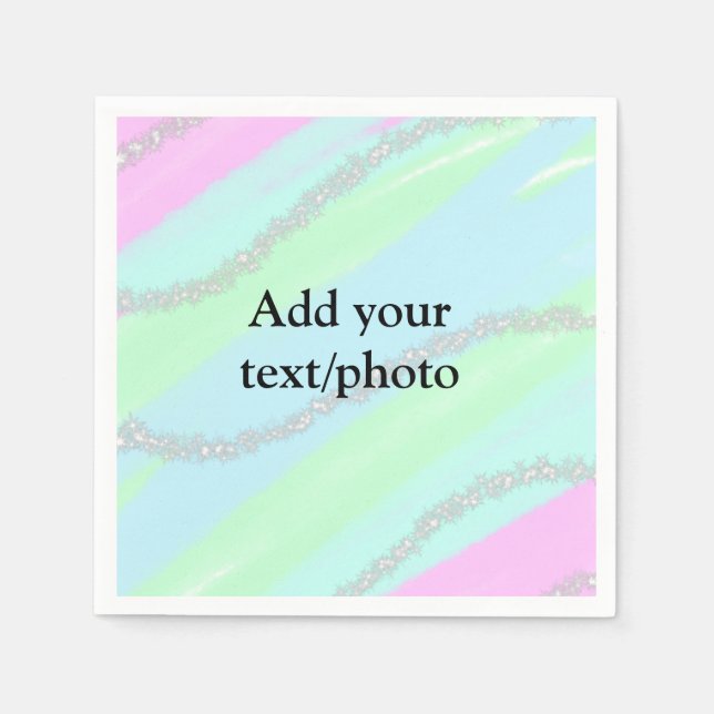 Blau-rosa-grüner Glitzer funkelnde Pastellfarben N Serviette (Vorderseite)