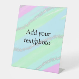 Blau-rosa-grüner Glitzer funkelnde Pastellfarben N Sockelschild