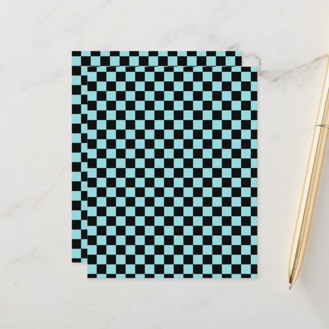 Blau-rosa kariertes Muster-Bastelpapier (Vorderseite/Rückseite Beispiel)