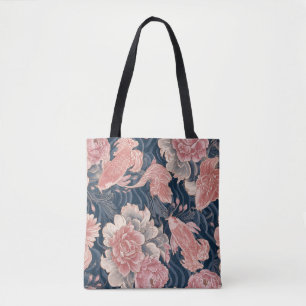 Blau Rosa Koi Chinoiserie Blumenmuster