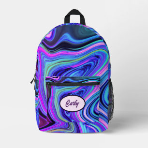 Blau Rosa Lila Achat Muster Bedruckter Rucksack