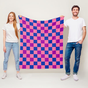 Blau Rosa Lila Kariertes Musterdesign Fleecedecke