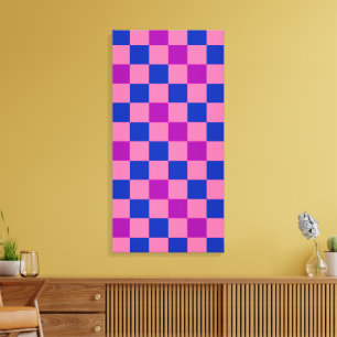 Blau Rosa Lila Kariertes Musterdesign Leinwanddruck