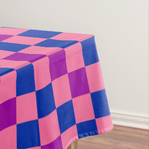 Blau Rosa Lila Kariertes Musterdesign  Tischdecke