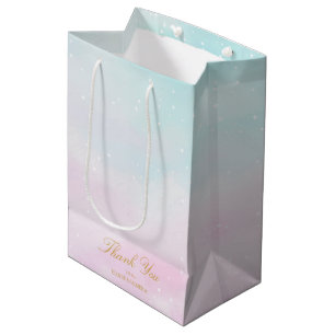 Blau Rosa Ombre Geschlecht Enthüllung Baby Shower Mittlere Geschenktüte