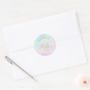 Blau Rosa Ombre Geschlecht Enthüllung Baby Shower Runder Aufkleber