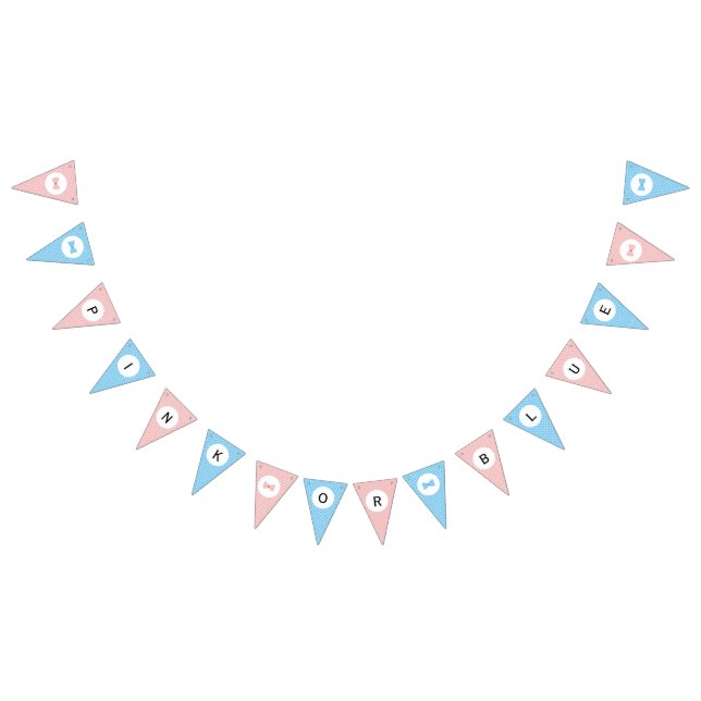 Blau, rosa Polka Dot Gender Reveal Bow und Bow Kra Wimpelkette (Alle)