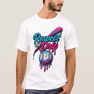 Blau Rosa Respektiere den Tropfen Baseball T-Shirt