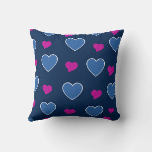 Blau Rosa Süß Modern Romantisch Chic Herz Kissen