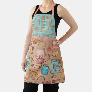 Blau, Rosa, Tan und Goldbacken Schürze