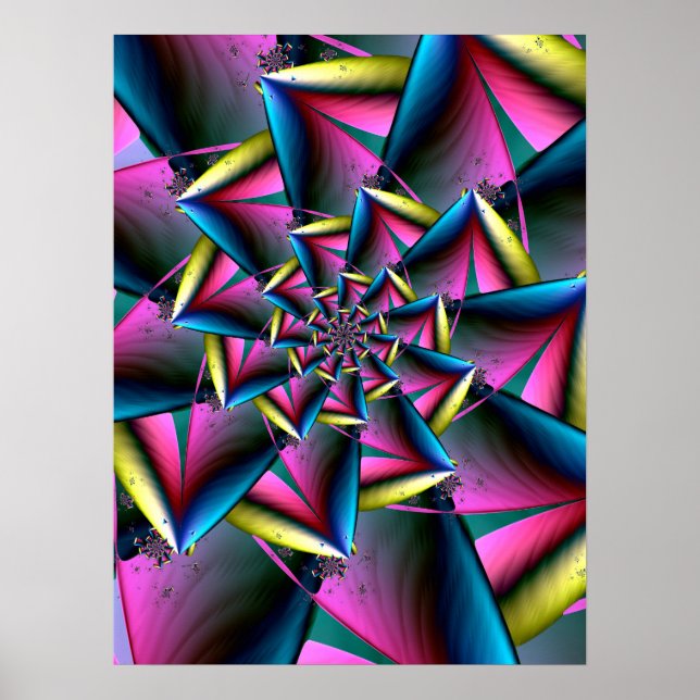 Blau, Rosa und Gelbe Spirale Poster (Vorne)