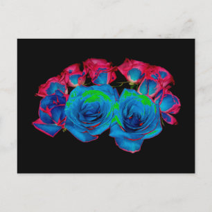 Blau, Rosa und grüne Bouquet (Solarisierter Effekt Postkarte
