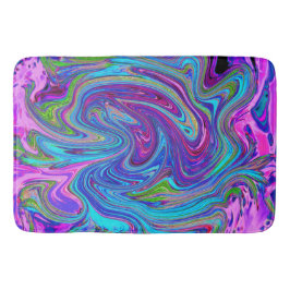 Blau, Rosa und Lila Groovy Abstrakt Retro Art Badematte