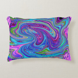 Blau, Rosa und Lila Groovy Abstrakt Retro Art Dekokissen