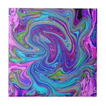 Blau, Rosa und Lila Groovy Abstrakt Retro Art