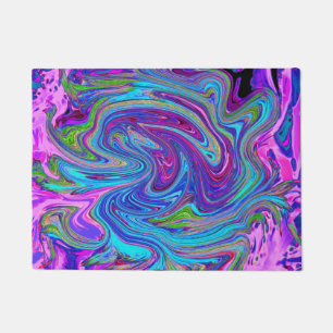 Blau, Rosa und Lila Groovy Abstrakt Retro Art Fußmatte