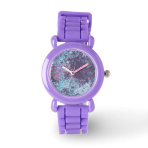 Blau, Rosa und Lila Marmor Abstrakt Armbanduhr