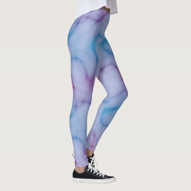 Blau-Rosa und lila Marmor Abstrakt Leggings (Rechts)