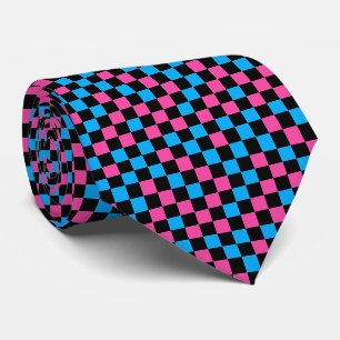 Blau Rosa und Schwarz kariertes Muster  Krawatte