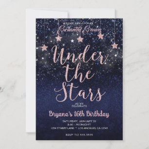 Blau & Rosa unter den Sternen Starry Night Sweet 1 Einladung