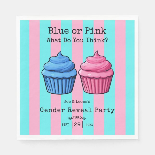 Blau Rosa, was glauben Sie, dass sich das Cupcake- Serviette (Vorderseite)